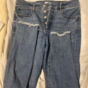 Loft Modern Skinny Jeans — button detail